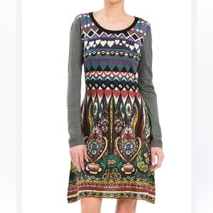 Desigual Multicolor Geometric Long Sleeve Dress